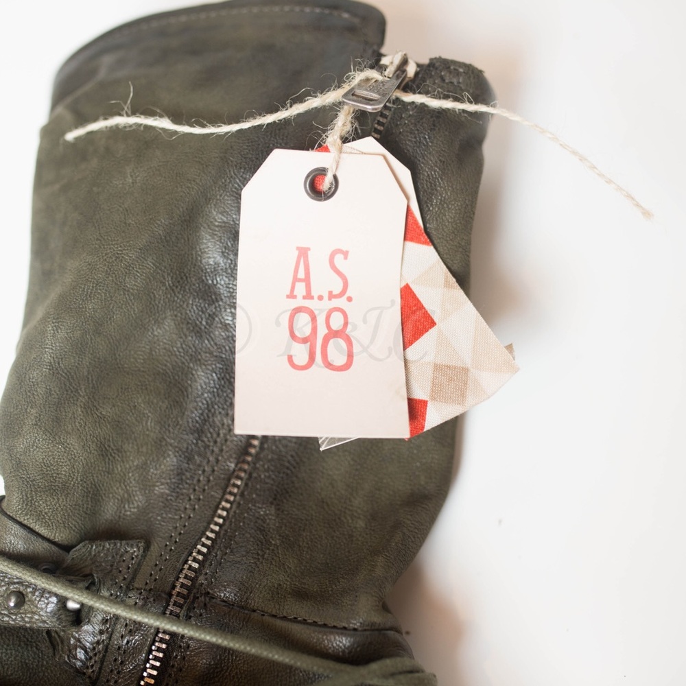 A.S.98 Steely Green Gray Mid-Calf Leather Boot 39 - Picture 6 of 7